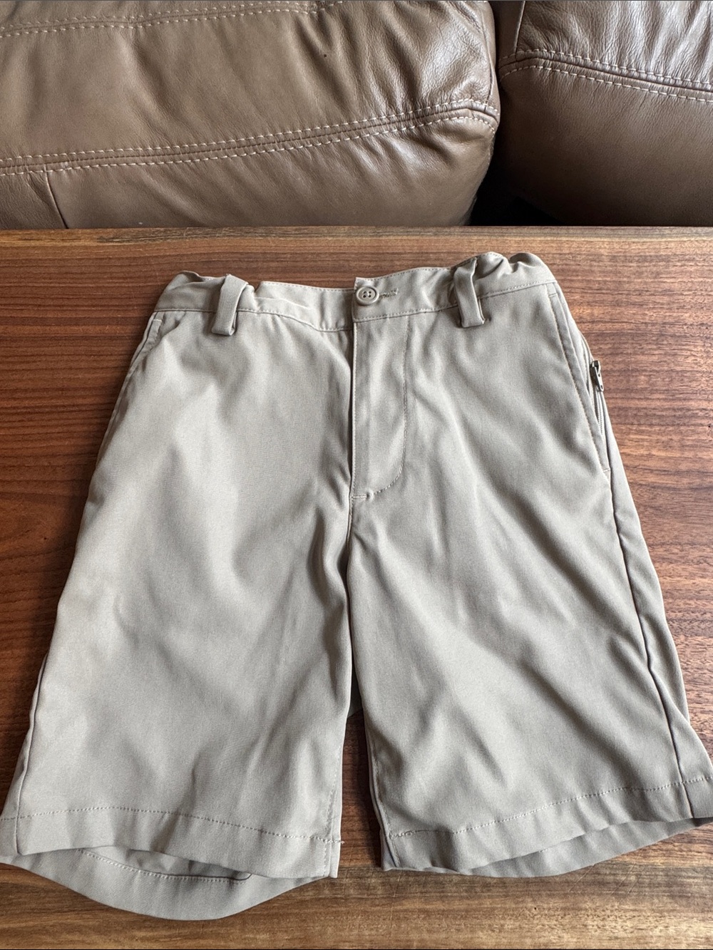 Lands' End Boys Khaki Shorts with Belt Loops